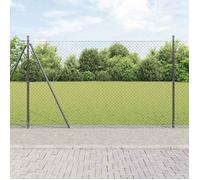 UU*TOP Clôture en treillis avec poteaux - Anti-l'usure et Anti-rouille - Gris 1.6x10 m Acier CC3036