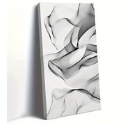 UUDEZO Tableau abstrait encadré sur toile, vagues, grand format vertical noir et blanc avec crochet pour la décoration du salon (86 x 175 cm / (34 x 69 pouces) / avec cadre)