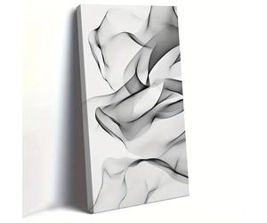 UUDEZO Tableau abstrait encadré sur toile, vagues, grand format vertical noir et blanc avec crochet pour la décoration du salon (86 x 175 cm / (34 x 69 pouces) / avec cadre)
