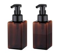 UUJOLY Lot de 2 distributeurs de Savon moussant, 450 ML, Flacon Pompe Rechargeable pour Savon Liquide, shampooing, Gel Douche (Marron)