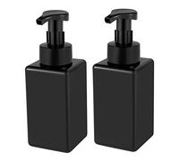 UUJOLY Lot de 2 distributeurs de Savon moussant Rechargeables en Plastique pour Savon Liquide, shampooing, Gel Douche, 425,2 g, Noir