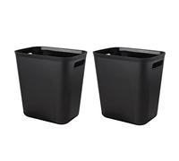 UUJOLY Plastic Trash Can Wastebasket, Garbage Container Basket for Bathrooms, Kitchens, Offices, Kids Rooms, Black, 3.5 Gallon, 2 Pack