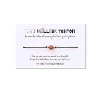UVACN Cadeau pour Le Meilleur Tonton du Monde - 1 Carte + 1 Bracelet Porte-Bonheur - Anniversaire Noël Fête Famille