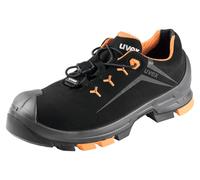 uvex 2 Chaussures basses de sécurité S3 noir-orange, chaussures de travail pour femmes & hommes, imperméables, respirantes, semelle ESD Taille:EU 44