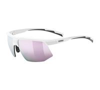 Uvex aerios S - lunettes de sport étroites et ultralégères pour adultes avec traitement anti-buée et branches soft - blanc mat/miroir rose - taille unique