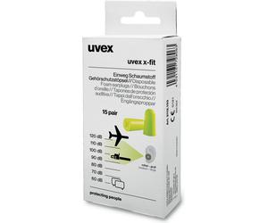 Uvex Bouchons d'oreillersX-Fit 2112133 Vert Snr 37 Db (21120)-M (15 pièces)