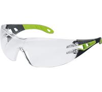 Uvex Lunettes de protection Pheos 91922 – Verre PC incolore, Antibuée, Anti-UV400 – Noir/vert