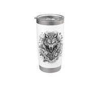 Œuvre d'art Fierce Wolf Spirit Blossom Maple Guardian Gobelet isotherme en acier inoxydable double paroi