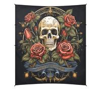 ŒUvres d'art Roses Crânes Tente de Plage Abri Solaire pour Camping,Installation Facile,Portable avec Sacs de Sable pour Pêche Pique-Nique Plein Air