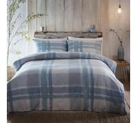 UW Home Appletree - Housse de Couette en Flanelle Bleue - King Size (230 x 220 cm) - Super Doux - 100% Coton brossé - Parure de lit Tartan Blanc et Bleu - Parure de lit à Carreaux Bleu Ciel