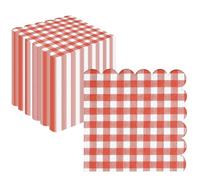 Uwiyo 100 Pièces Serviettes en Papier de Fête, 3 Plis 25 x 25 cm Serviettes Bord Festonné Serviette de Table Papier Serviette de Cocktail Jetables Papiere pour Mariage Fête Anniversaire (Vichy Rouge)