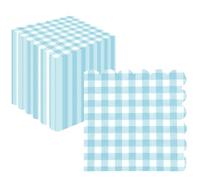 Uwiyo 100 Pièces Serviettes en Papier de Fête, 3 Plis 25 x 25 cm Serviettes Bord Festonné Serviette de Table Papier Serviette de Cocktail Jetables Papiere pour Mariage Fête Anniversaire (Vichy Bleu)