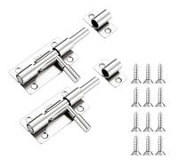 Uwiyo 2 Pièces Verrou de Porte, Loquet Porte en Acier Inoxydable Loquet Porte Coulissante avec Vis Boulons de Verrouillage de Porte Targette Porte Longueur 100mm pour Chambre, Jardin, Clôture (Argent)