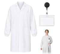 UWJOWP Blouse Chimie Blanche de Laboratoire,Taille L-XL Manches élastiques, Blouse de Médecin avec 3 Poches, pour Femme Homme, pour Lycée Collège Hôpital,A/B (XL-B)