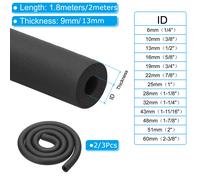 Uxcell 1/2/3 pièces 1.8m/2m tuyau d'isolation mousse Tube tuyau couverture enveloppe rouleau barre rembourrage Tube pour poignée poignée HVAC climatiseur