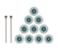 uxcell Lot de 10 disques à poils radiaux de 2,5 cm - Grain 80 - Brosse abrasive - Assortiment de roues de polissage avec mandrins de 0,3 cm - Pour bijoux, bois, métal - Vert