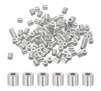 uxcell Lot de 100 manchons à sertir ronds en aluminium de 1 mm pour câble métallique et virole de câble, argenté