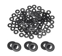 uxcell Lot de 100 rondelles plates en acier inoxydable #6, 4 mm x 9,4 mm x 1 mm d'épaisseur - Rondelles métalliques plaquées zinc noir pour vis et boulons