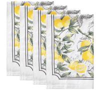 uxcell Lot de 4 torchons de cuisine en coton de qualité supérieure, épais et grands, motif imprimé animal et floral, 45,7 x 71,1 cm, citron