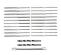 uxcell Lot de 70 vis tire-fond à filetage gauche et droit en acier inoxydable T316 pour poteau en bois, kit de garde-corps de câble de 0,3 cm, garde-corps de terrasse d'escalier