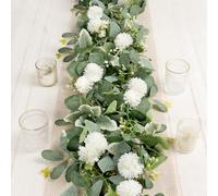 UXORSN 2 Pcs Guirlandes de Fleurs Artificielles Fausses Feuilles de Papillon Vignes De Feuillage Vert Guirlande D'eucalyptus Hortensia Blanche Plantes Suspendues Lierre pour Fête Table Mariage Décor
