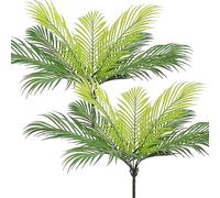 UXORSN Lot de 2 feuilles de palmier artificielles - Décoration de printemps - Buisson tropical vert - Plante artificielle - Plante areca - Plante en plastique - Pour fête, jardin, intérieur et