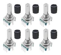 Uxsjakjsd 6 Encodeurs Rotatifs EC11 avec Bouton Poussoir 360°, 5 Broches et Capuchon pour, pour,