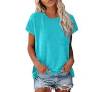 uxxnjfg T-Shirts à Manches Courtes Femme Tee Shirt Fluide Top Couleur Uni Casual Manche Courte Vetement Été T Shirt Col Rond Classics Chemisier