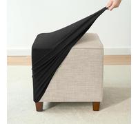 uyeoco Housse De Pouf Ottomane Extensible Carrée 40x40/45x45cm, Housses De Repose-Pieds en Jacquard Doux pour Protéger Le Repose-Pieds, Housse De Pouf avec Fond Élastique(B,45x45cm)