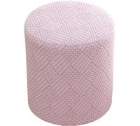 uyeoco Housse de Pouf Ottomane Rond Extensible, Petite/Grande Housse de Tabouret Confortable et Anti-poussière pour Tabouret Rond, Housse de Pouf Lavable en Machine avec élastique(Peach,L)