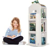 Uyoyous bibliothèque rotative à 3 niveaux, étagère verticale pour enfants, étagère blanche pour livres au sol-chambre à coucher, salon, étude, 40 x 95 cm