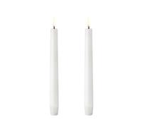 UYUNI Éclairage Bougie LED conique sans flamme | Fausse bougie à piles avec flamme 3D vacillante, blanc nordique, 2,3 x 20 cm (lot de 2)