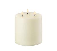 Uyuni Lighting Pillar Bougie LED 3 flammes 15 x 15 cm Cire véritable Ivoire - Fonction minuterie 6 heures - Pas de risque d'incendie, pas de suie et pas d'odeur