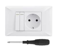 UYUYong Prise Avec Interrupteur Murale Encastrée 16A 250V Interrupteur D'éclairage 2 Gang avec Encastré Prise Murale Simple avec Double Interrupteur Cadre Tournevis, pour Salons Cuisines Bureaux