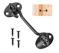 UYVPAER 1 Pièce Crochet De Tempête Renforcé Acier Inoxydable Noir, 3 Pouces, Anti-Vent, Pour Fenêtres, Portes De Grange, Fixation Sûre