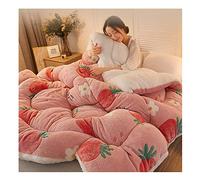 Uziqueif Cachemire réversible Couette, Couette Microfibre Polyester Hypoallergénique, Duvet Couette Anti-Acariens Torsade,édredon Chaud en Laine pour L'automne Et l'hiver,Rose,200×230cm(5kg)