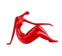 Uziqueif Femme Statuette Decoration Sculpture Design Moderne,Yoga Fille Sculpture Abstraite Ornements Personnage Figure Résine Statue pour Accueil Décoration Accessoires Cadeaux Artisanat,Red b,Shiny