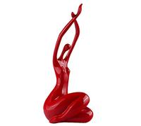Uziqueif Femme Statuette Decoration Sculpture Design Moderne,Yoga Fille Sculpture Abstraite Ornements Personnage Figure Résine Statue pour Accueil Décoration Accessoires Cadeaux Artisanat,Red d,Shiny