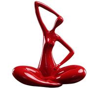 Uziqueif Femme Statuette Decoration Sculpture Design Moderne,Yoga Fille Sculpture Abstraite Ornements Personnage Figure Résine Statue pour Accueil Décoration Accessoires Cadeaux Artisanat,Red c,Shiny