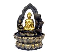 Uziqueif Fontaine de Statue de Bouddha en Résine avec Lotus, Fontaine d'eau de Table d'intérieur Humidificateur - Fengshui Décoration pour Bureau, Maison, Jardin et Terrasse,d'or,Buddha E
