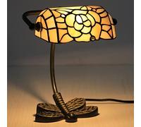 Uziqueif Lampe de banquier, Vintage Tiffany Lampe, Verre Abat-Jour, Lampe De Bureau, Lampe bibliotheque, Jaune