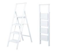 Uziro Escabeau 3 Marches Aluminium Blanc Décoratif, Marche Pied Pliable 3 Marches pour Intérieur, Escabeau 5 Marches Et Escabot Coordonnés pour Bricolage Et Usage Domestique