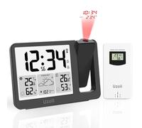 Uzoli EM3539E Réveil projecteur Plafond, Station météo Interieur Exterieur | Projection heure & température, Heure radiopilotée, Humidité, Prévisions météo, Luminosité automatique, Indicateur de confort
