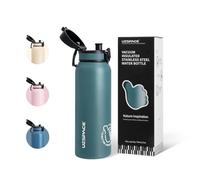 UZSPACE Thermos pour enfant 700ml, Bouteille isotherme en acier inoxydable avec ouverture 1-clic, 100% étanche, Bouteille d'eau de sport pour l'école, le fitness, le gym, l'extérieur, Vert forêt
