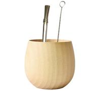 Uzztfa Ensemble De Tasses À Maté en Bois, Ensemble De Tasses À Saké Traditionnelles Japonaises en Bois, Tasse À Maté en Bois avec Paille Bombilla Brosse De Nettoyage