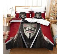 V For Vendetta Housse De Couette Imprim¿¿ D Parure De Lit Microfibre Ultra Douce£¬Pcs£¬Ensemble Housse De Couette Taie Avec Fermeture ¿¿Clair- Convient ¿¿