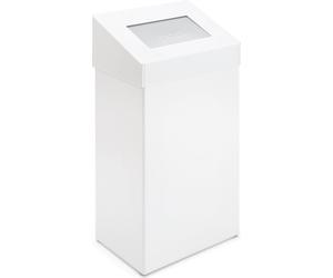 V-Part - Poubelle avec couvercle à poussoir 50 litres - Aluminium thermolaqué Thermolaqué - Blanc