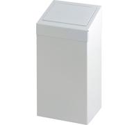 V-Part - Poubelle en métal avec clapet à pousser 50 litres - Steel - Blanc