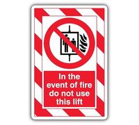 V Safety In The Event Of Fire Do Not Use This Lift - ExtraViz Autocollant pour fenêtre 250 x 350 mm