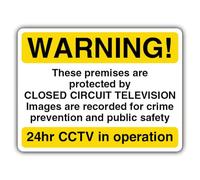 V Safety Warning This Property Is Under Video Surveillance - Warning 24Hr CCTV In Operation Panneau de sécurité - 300 x 225 mm - Composite d'aluminium de 3 mm